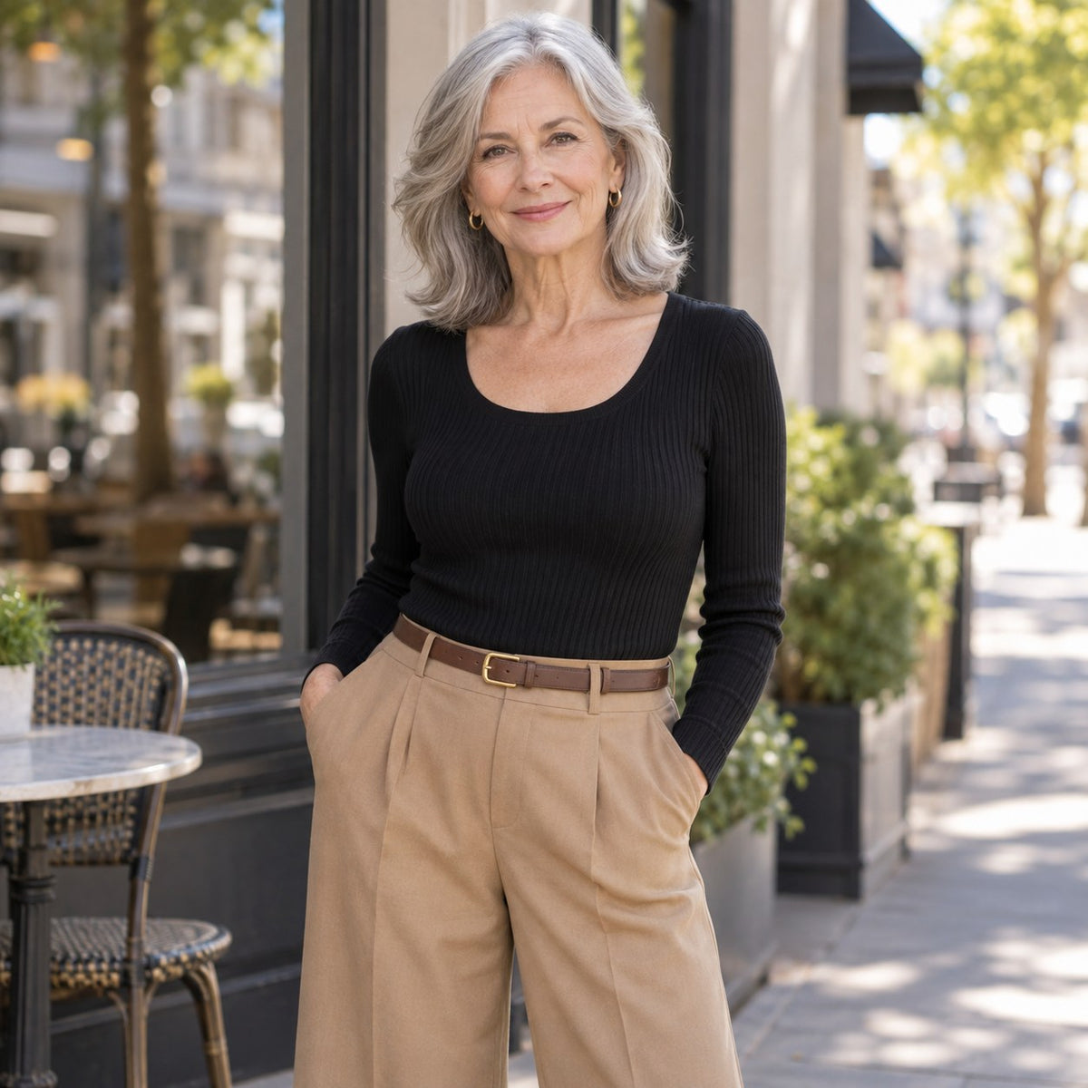Susie's Ribbed Long-Sleeve Built-in Bra Top